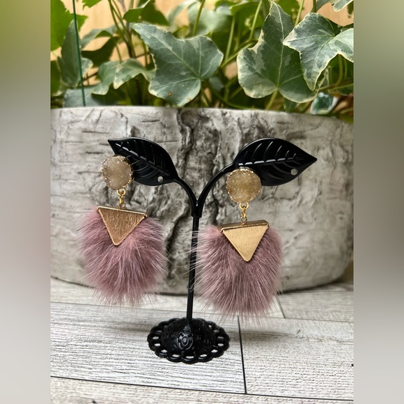 Elegant Dusty Pink Feather Dangle Earrings - Boho Chic Stylish Earrings - Picture 7 of 15